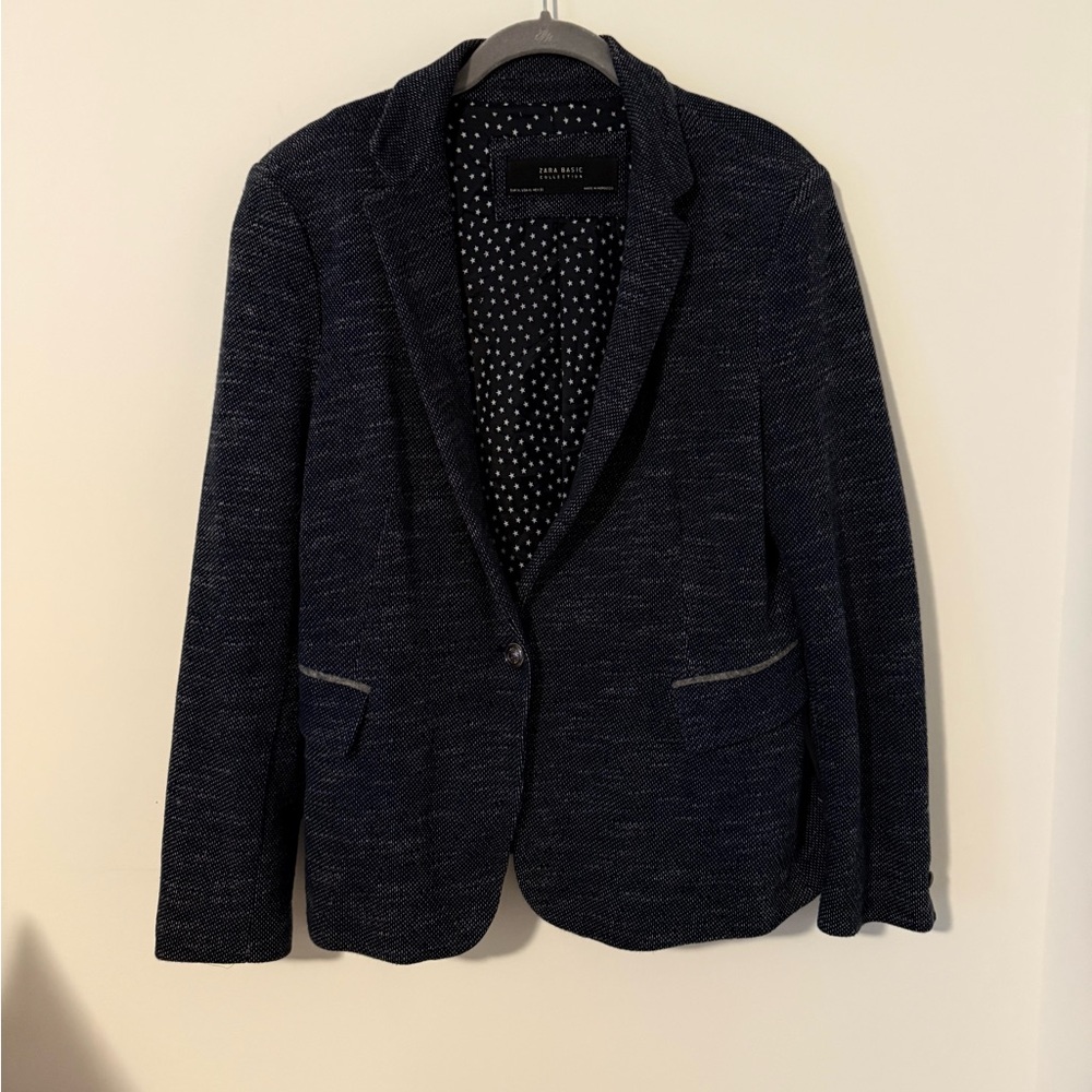 Zara Dark Blue Jacket with Star Pattern Lining Size XLarge